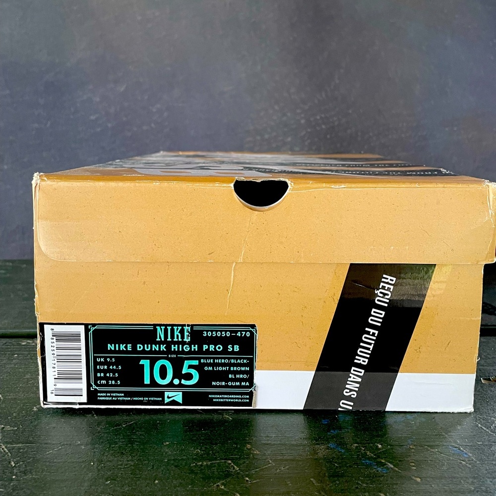 NIKE DUNK HIGH PRO SB BLUE HERO/BLACK size 10.5 GM LIGHT BROWN 305050-470
